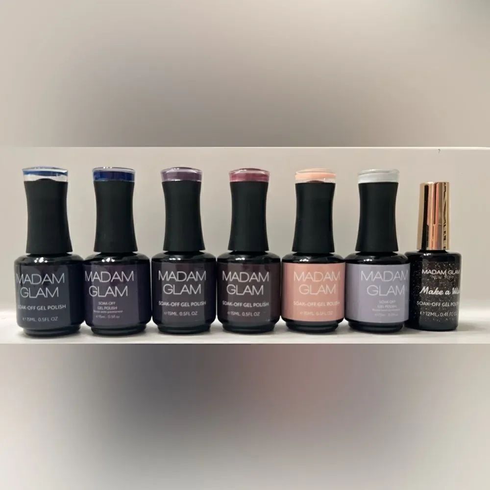 Madam Glam Gel Nail Polish, NEW Bundle of 7 Colors, Cruelty Free